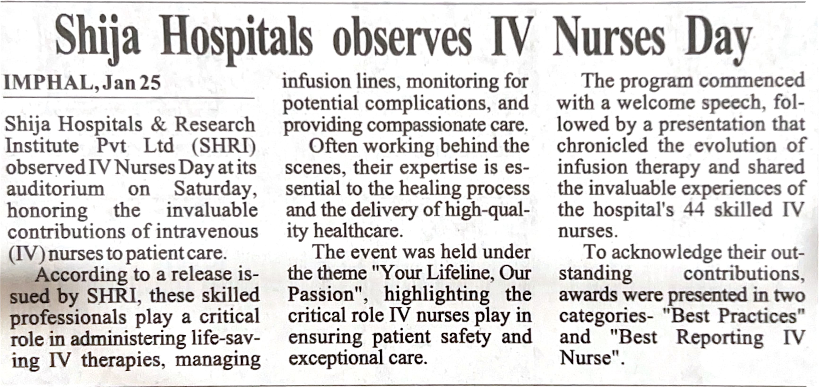 Shija Hospitals Observes IV Nurses Day