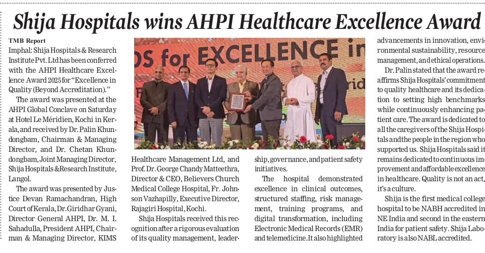 Shija Hospitals win AHPI Healthcare Excellence Award